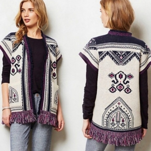 NWT sweet sinammon fringed cap sleeve cardigan sweater - Picture 2 of 6